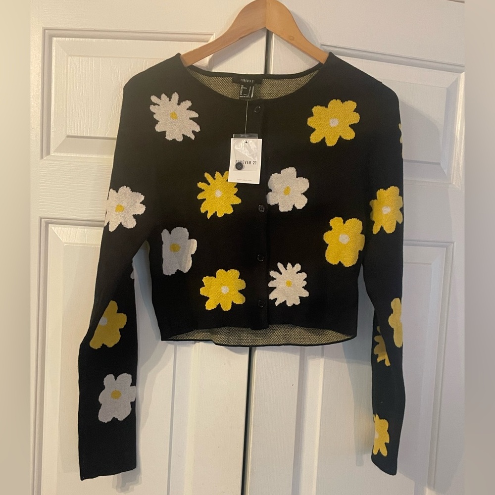 Forever 21 Black Button Down with Yellow and White.